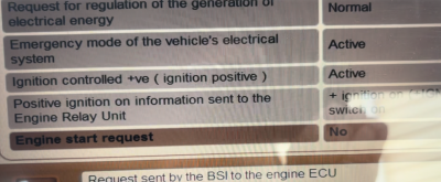 When I wasn't turning the key, the same screen showed this