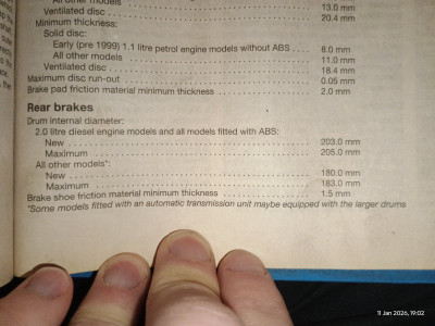 206 rear brake data