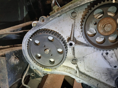 Puddle of diesel below the pulley - own work