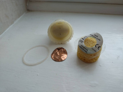 The construction, encapsulated sounder and battery with two terminals connected by copper membrane when the sponge expands.