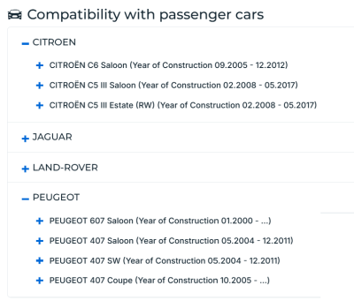 Compatibilty list from Autodoc